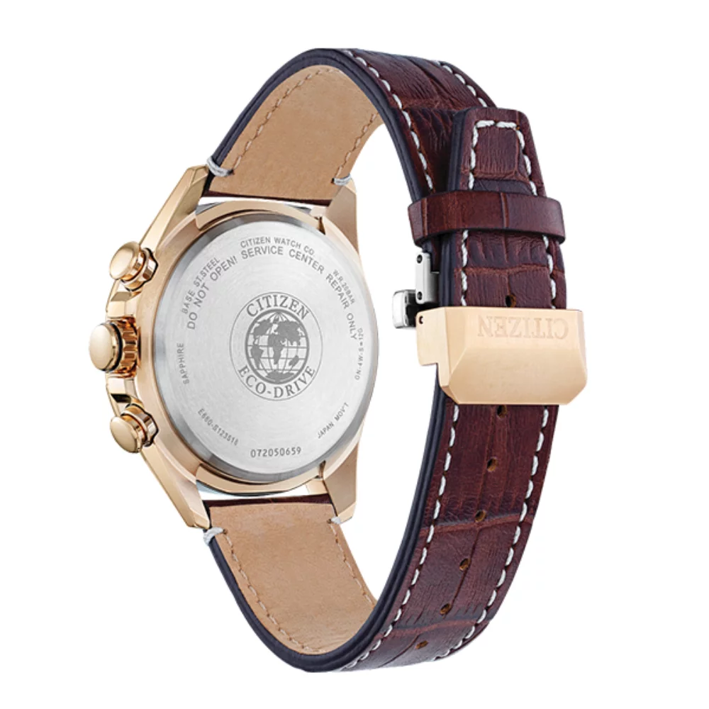 Montre Citizen Perpetual Chrono A-T Radio Contrôlée - Marron & Or