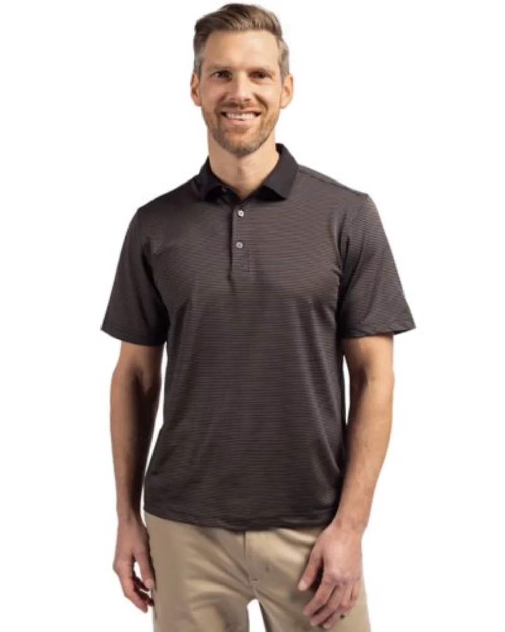 Polo Cutter & Buck Virtue Eco Pique à rayures micro-recyclé pour hommes