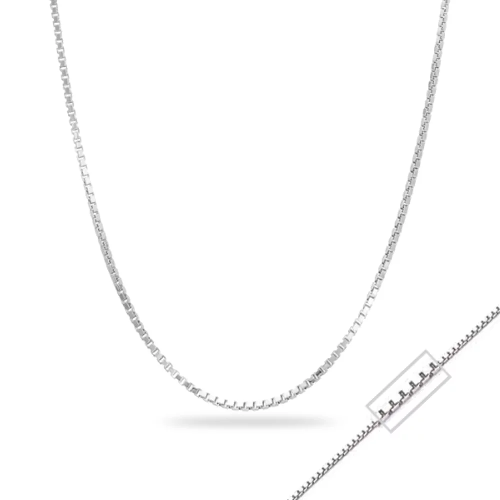18" 14K White Gold Box Chain Necklaces - 2.16gm