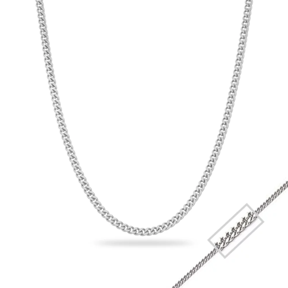 18" 14K White Gold Curb Chain Necklaces - 2.7gm
