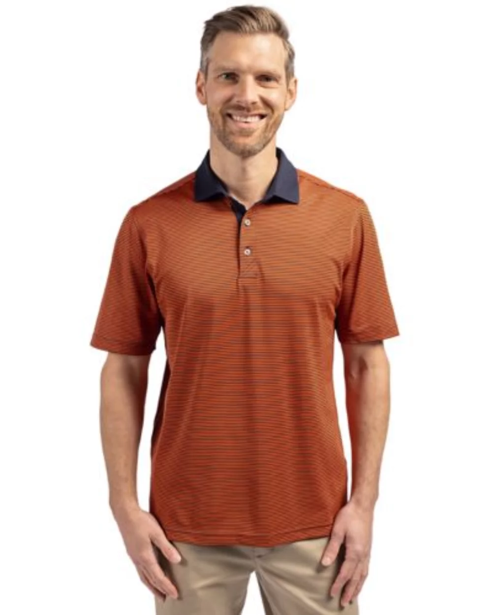 Polo Cutter & Buck Virtue Eco Pique à rayures micro-recyclé pour hommes
