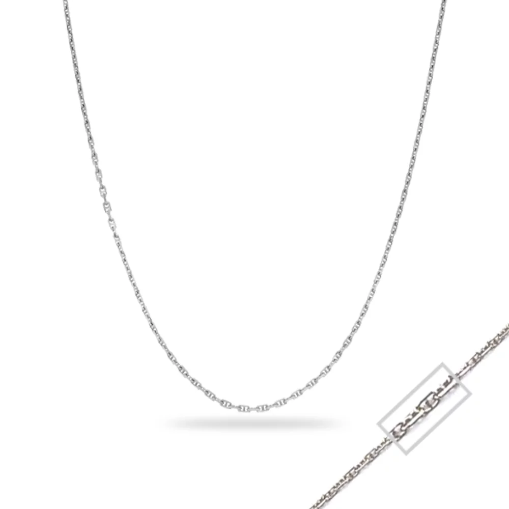 18" 14K White Gold Anchor Chain Necklaces - 2.16gm