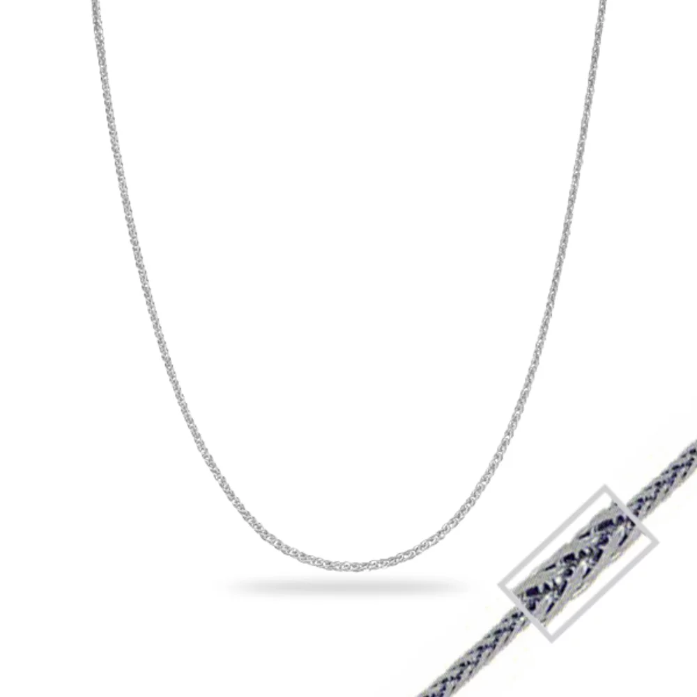 18" 14K White Gold Square Wheat Chain Necklaces - 1.9gm