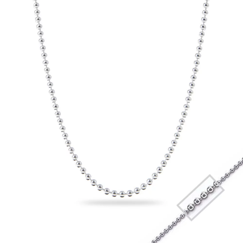 18" 14K White Gold Ball Chain Necklaces - 2.43gm
