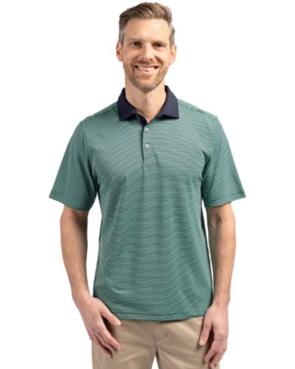 Cutter & Buck Virtue Eco Pique Micro Stripe Recycled Mens Polo