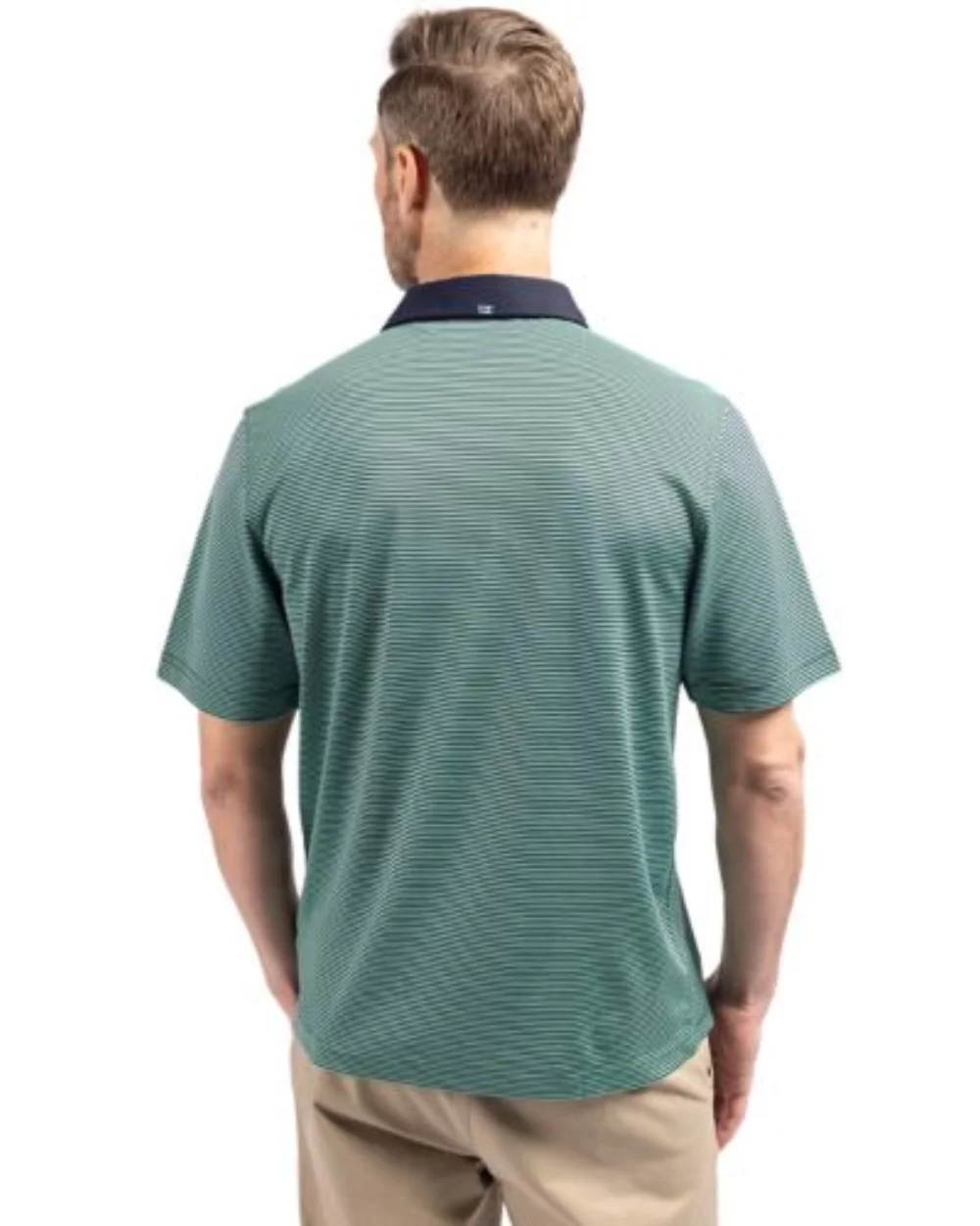 Polo Cutter & Buck Virtue Eco Pique à rayures micro-recyclé pour hommes