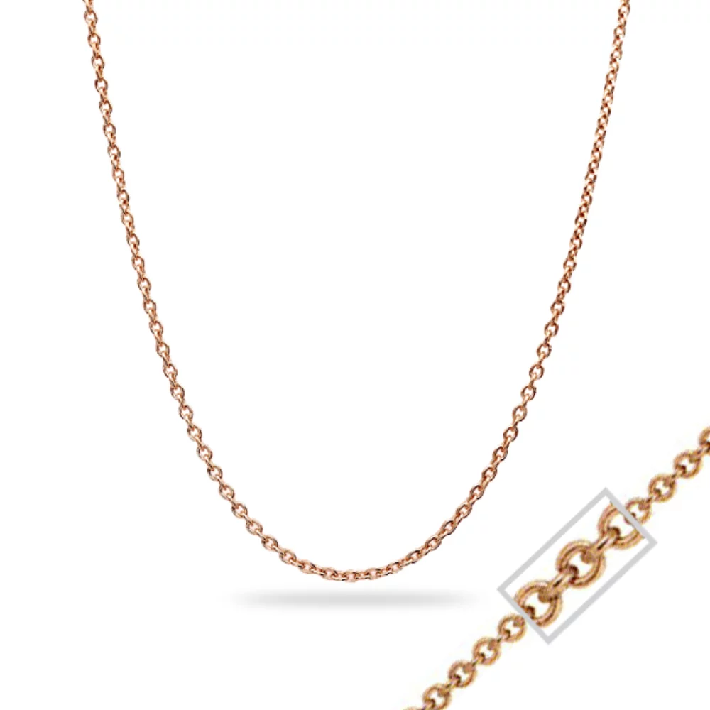 18" 14K Rose Gold Open Cable Chain Necklaces - 2.4gm
