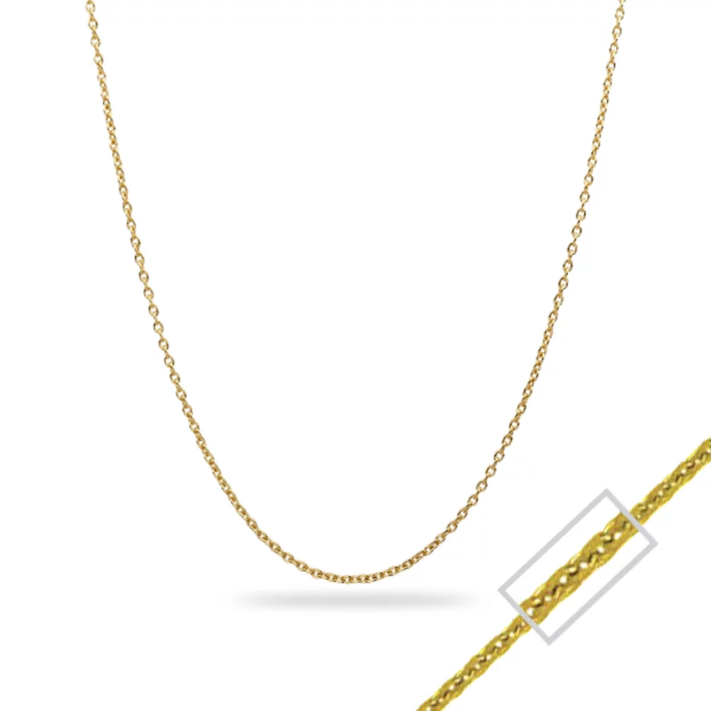 Colliers de chaîne câble ouverte en or jaune 14 carats avec diamants taillés - 1,3g