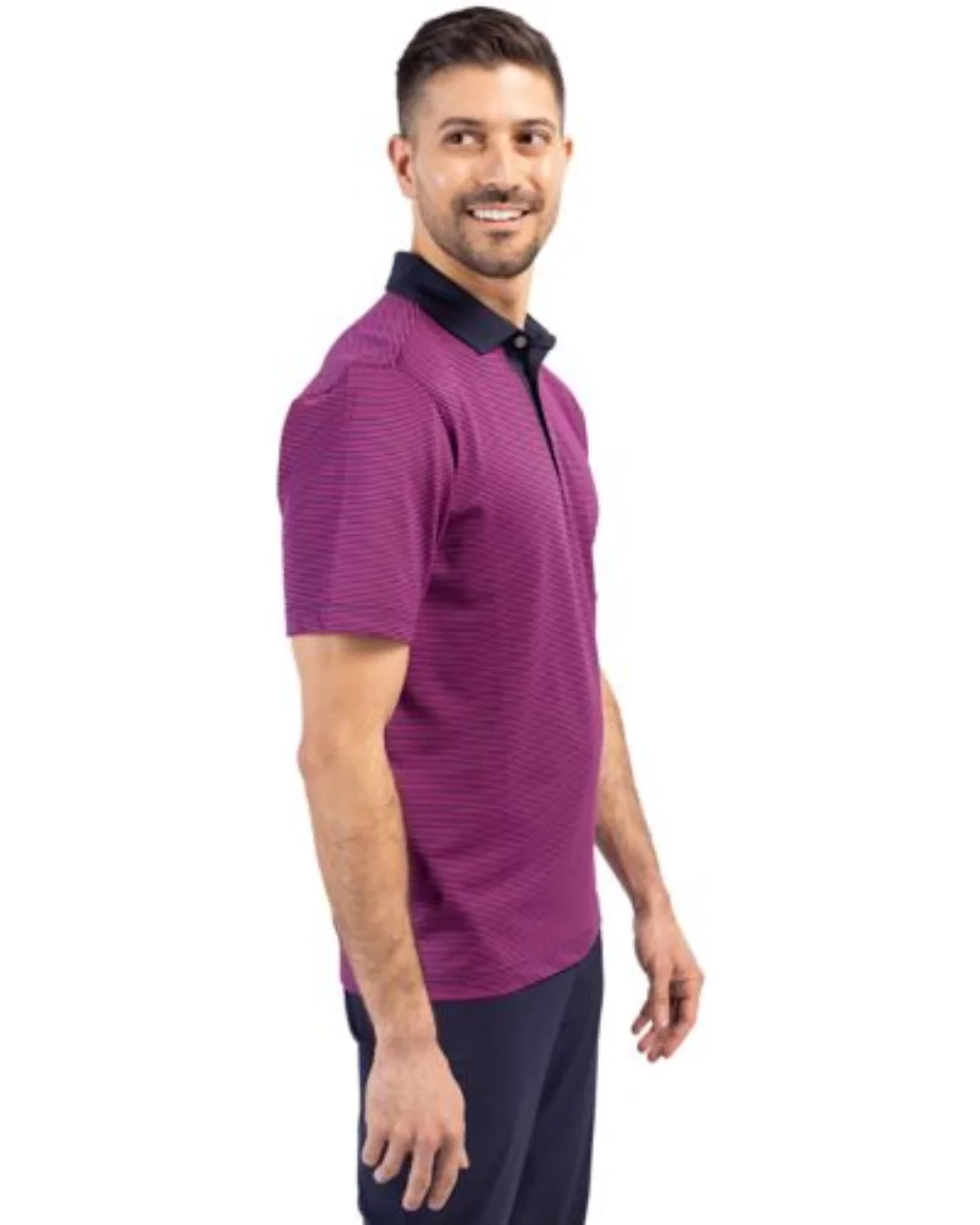 Polo Cutter & Buck Virtue Eco Pique à rayures micro-recyclé pour hommes
