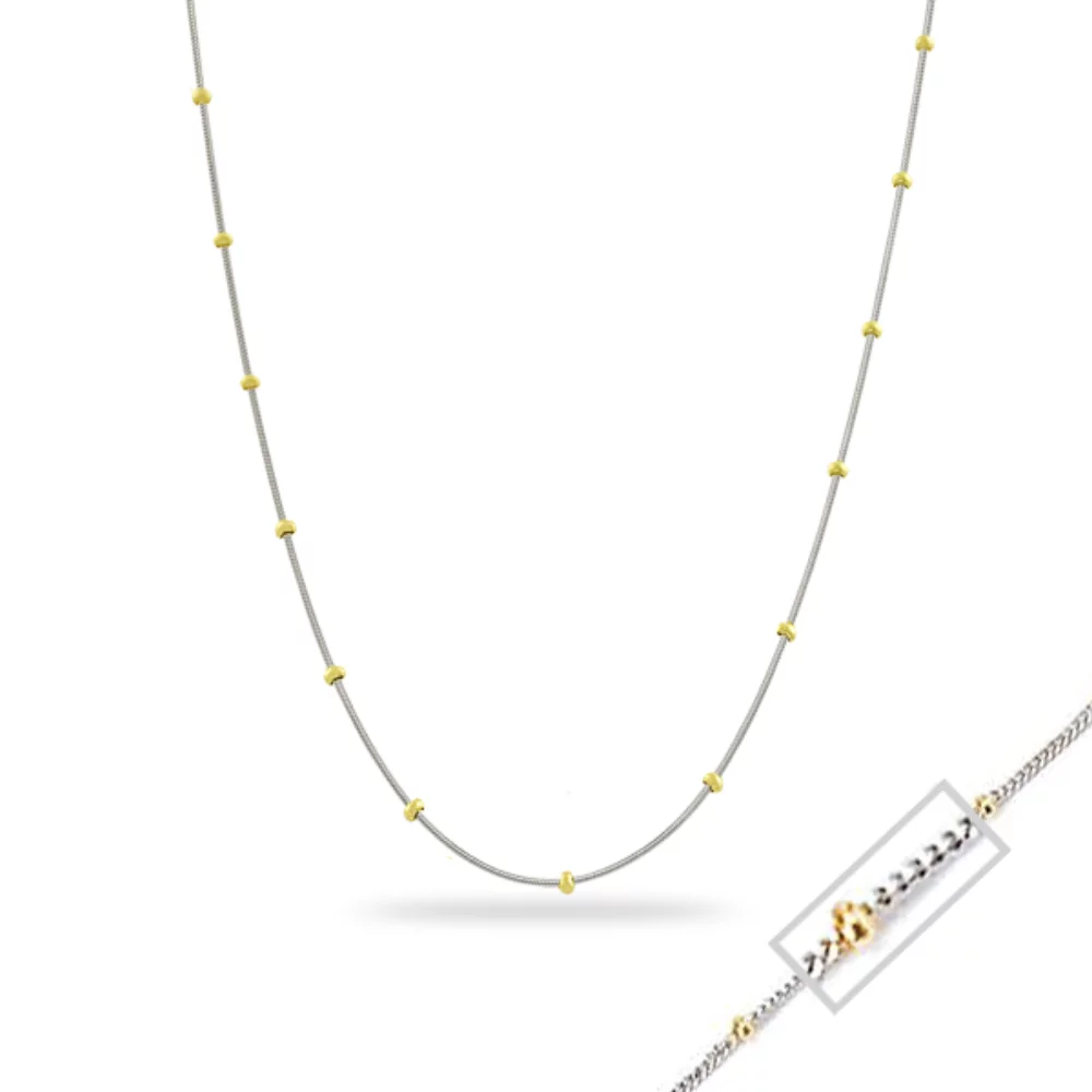 20" 14K Two-Tone Gold Saturn Chain Necklaces - 2.9gm
