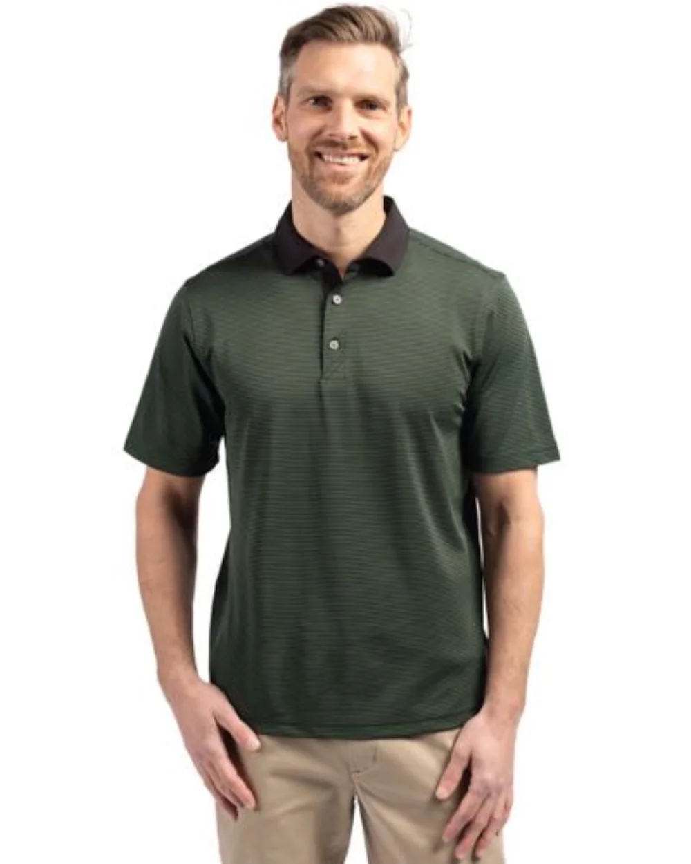 Cutter & Buck Virtue Eco Pique Micro Stripe Recycled Mens Big & Tall Polo