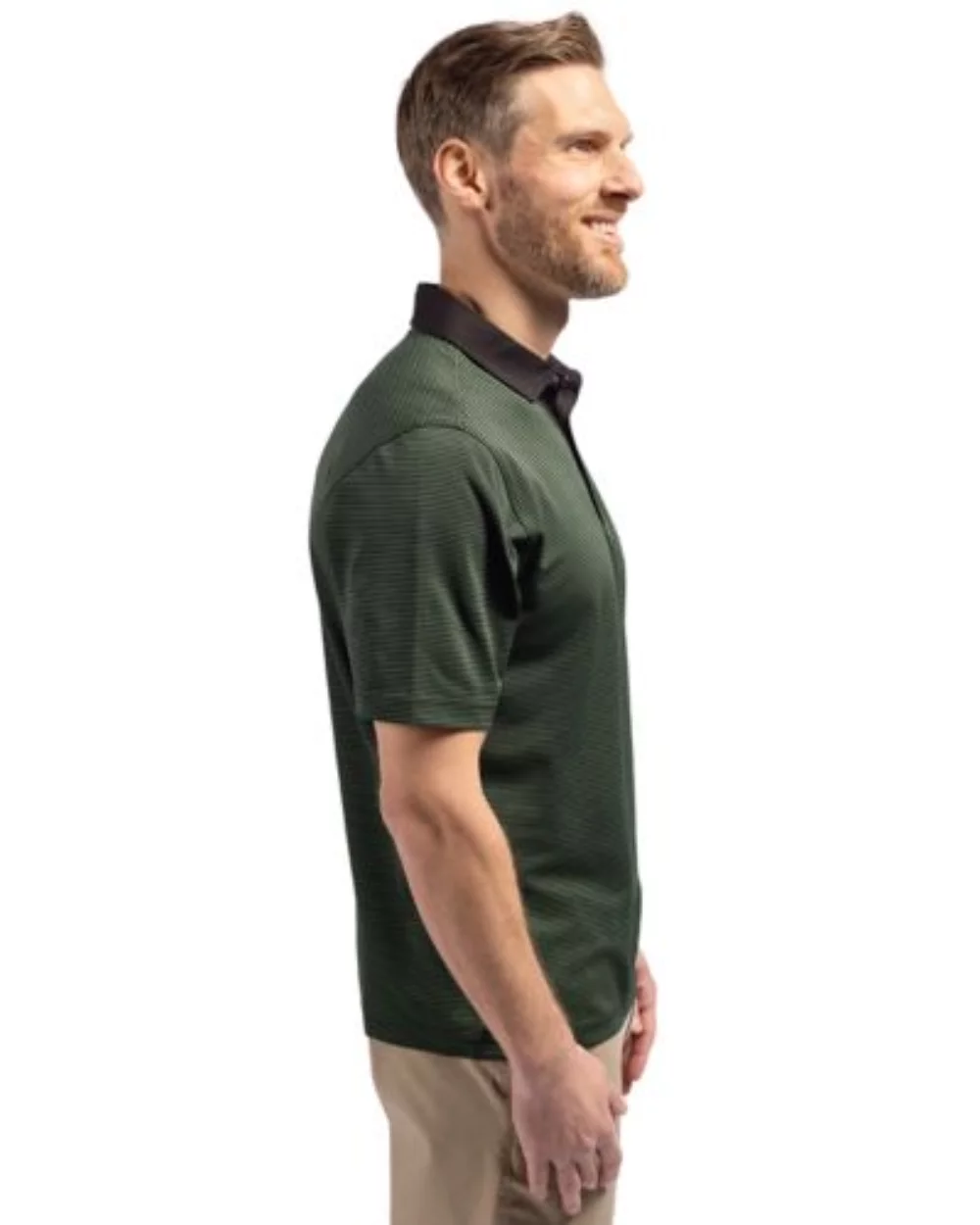 Polo Cutter & Buck Virtue Eco Pique à rayures micro-recyclé pour hommes