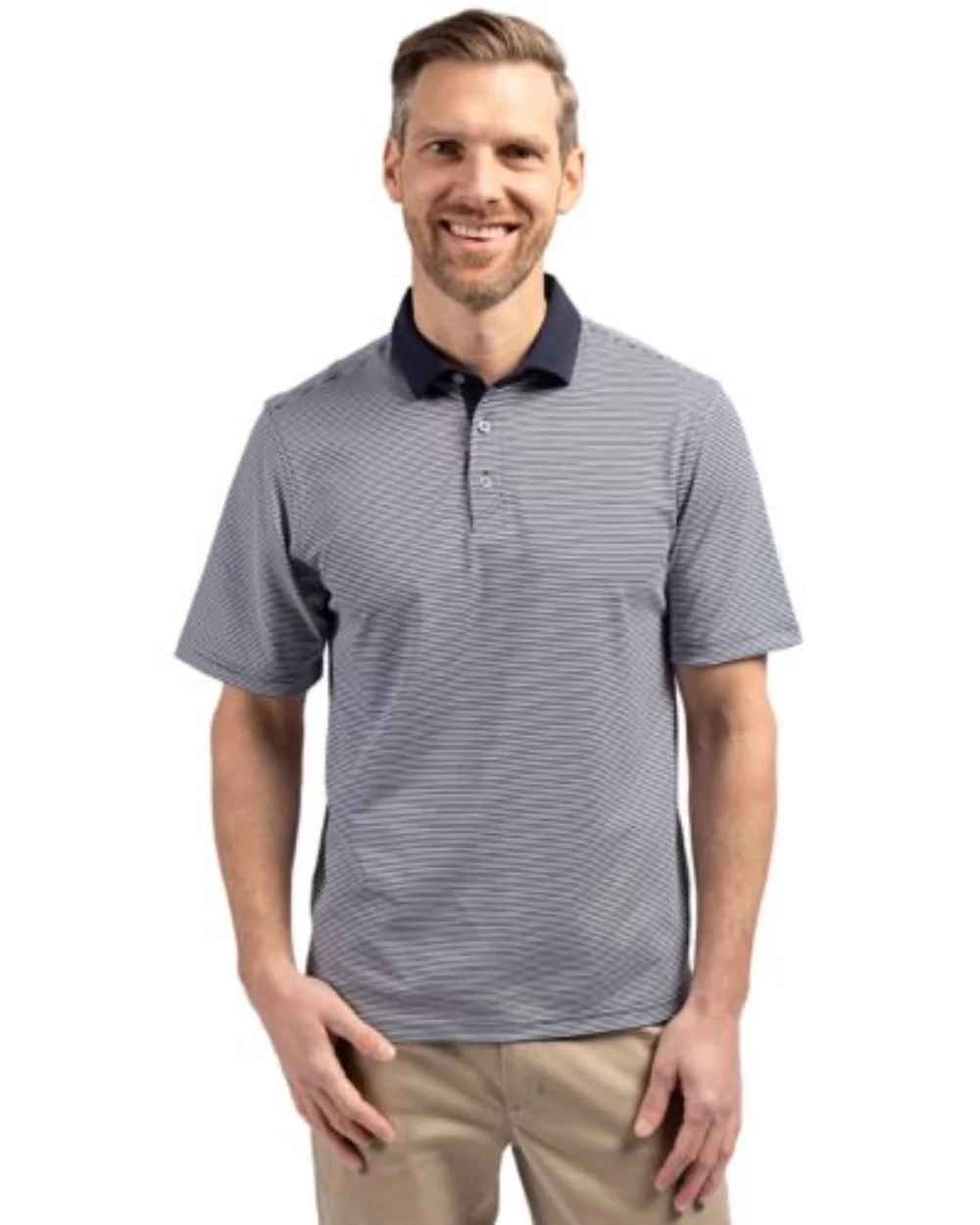 Cutter & Buck Virtue Eco Pique Micro Stripe Recycled Mens Big & Tall Polo