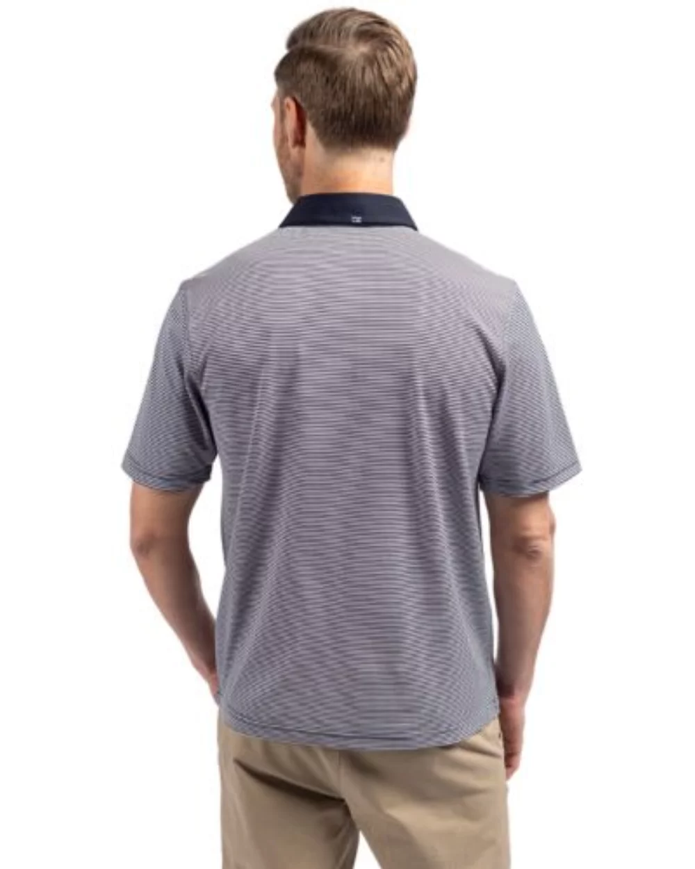 Polo Cutter & Buck Virtue Eco Pique à rayures micro-recyclé pour hommes