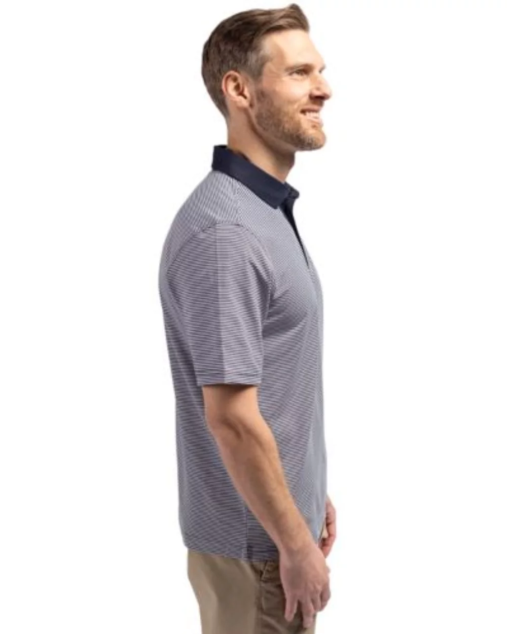 Polo Cutter & Buck Virtue Eco Pique à rayures micro-recyclé pour hommes