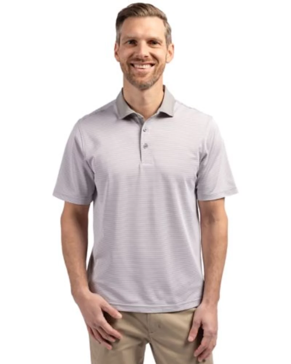 Polo Cutter & Buck Virtue Eco Pique à rayures micro-recyclé pour hommes