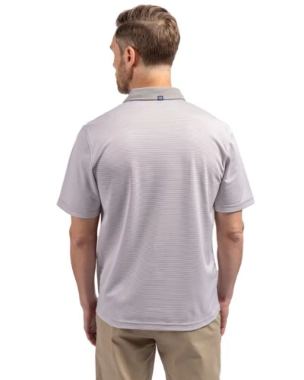 Polo Cutter & Buck Virtue Eco Pique à rayures micro recyclé pour hommes grands et grands.