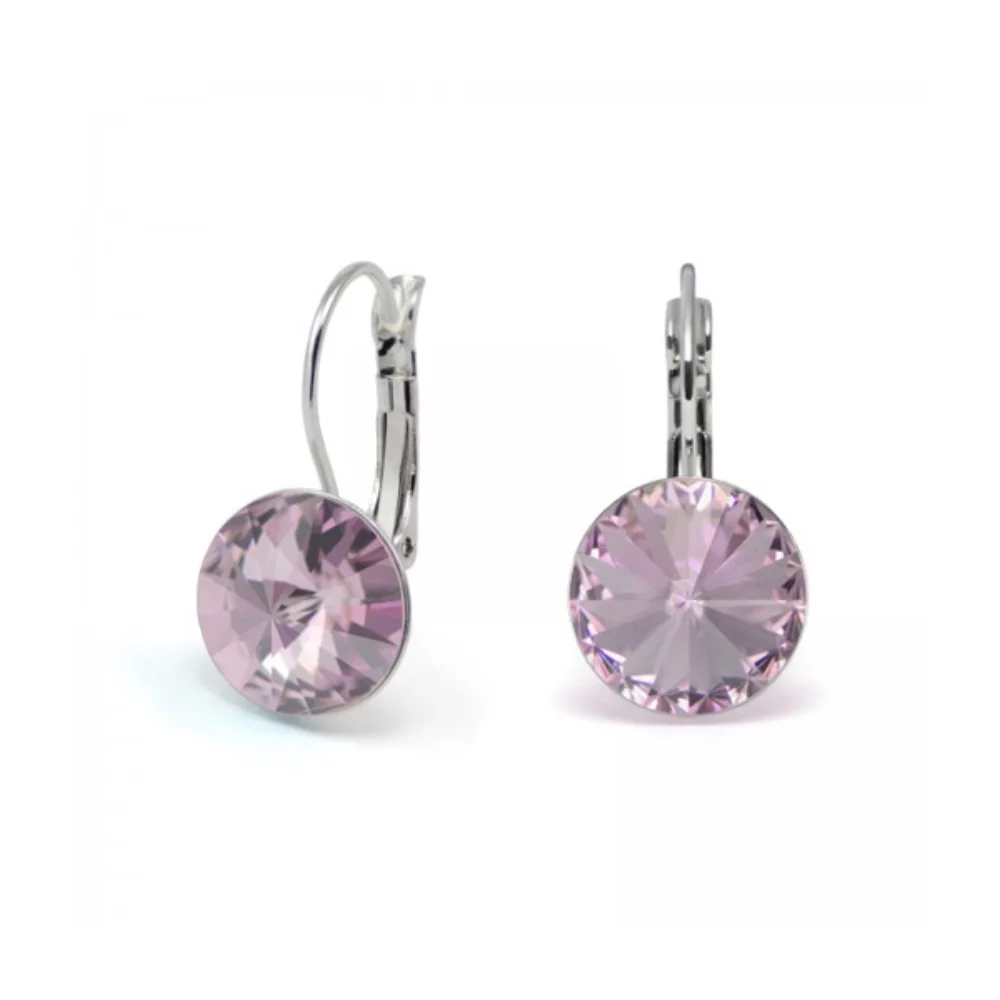 Boucles d'oreilles pendantes en cristal Swarovski Elements - Améthyste clair