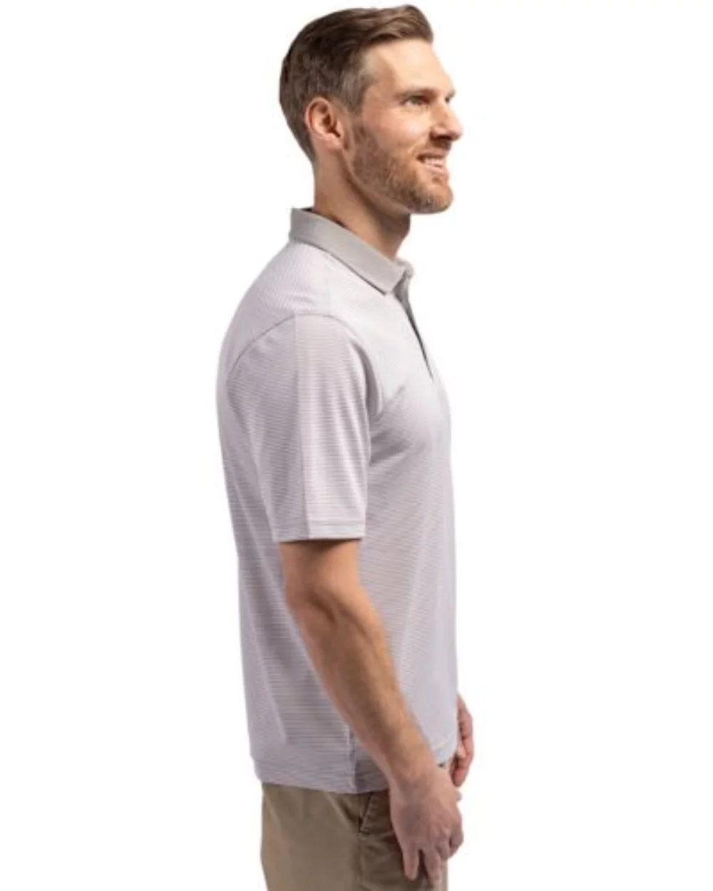 Polo Cutter & Buck Virtue Eco Pique à rayures micro-recyclé pour hommes