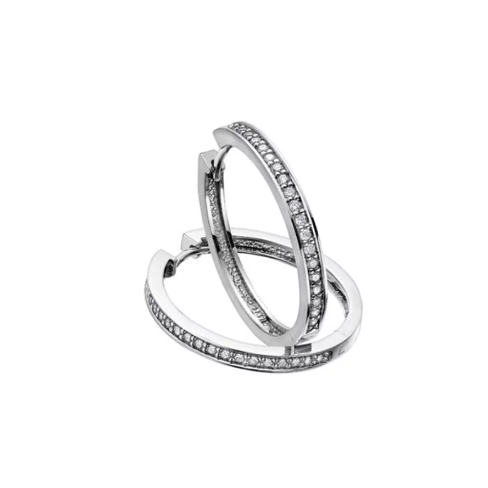 Diamond Hoop Earrings in 10K White Gold (0.10 CT. TW)