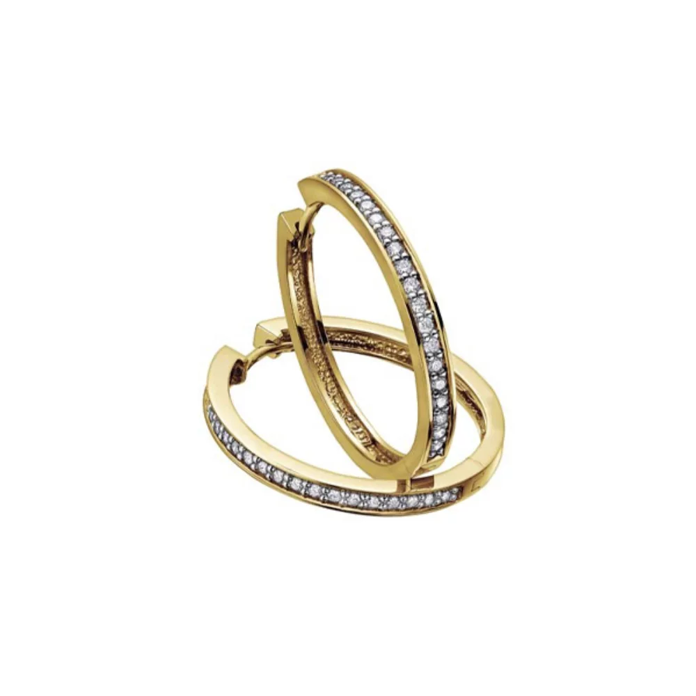 Diamond Hoop Earrings in 10K Yellow Gold (0.10 CT. TW)
