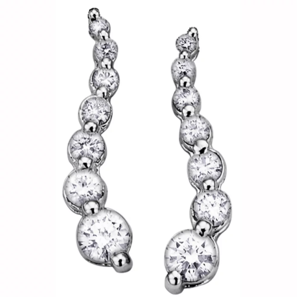 Boucles d'oreilles pendantes en diamant en or blanc 14 carats (0,50 CT au total)