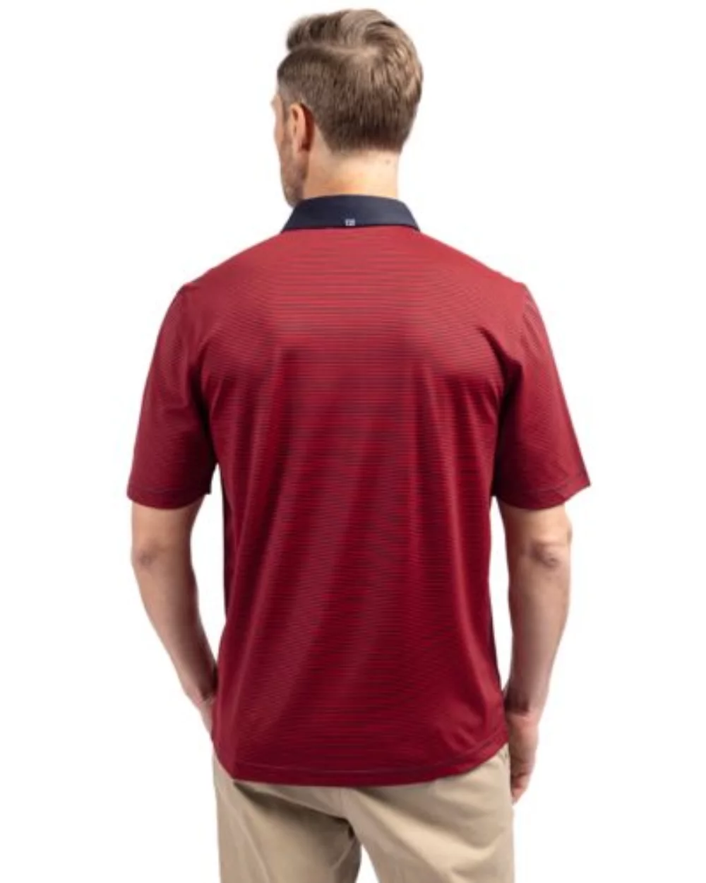 Polo Cutter & Buck Virtue Eco Pique à rayures micro recyclé pour hommes grands et grands.