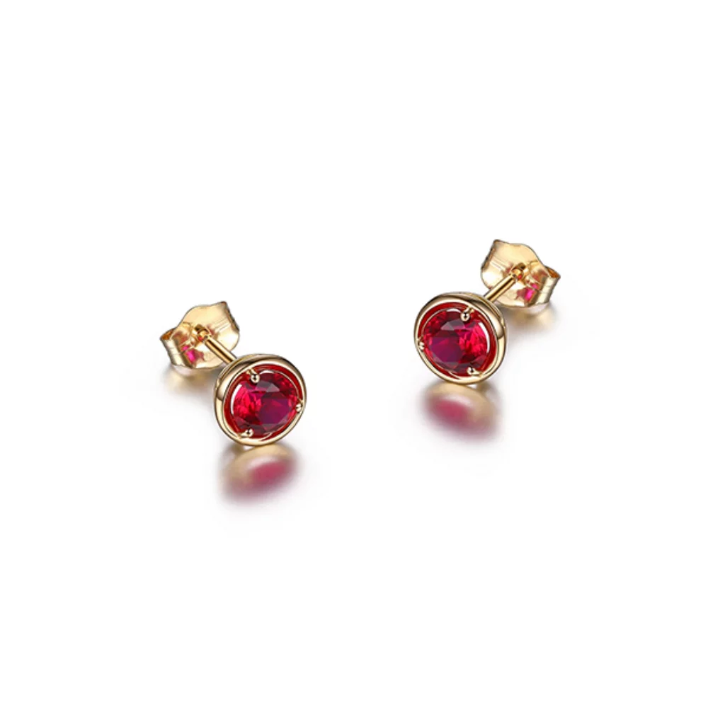 Boucles d'oreilles en pierre de naissance de juillet - rouge