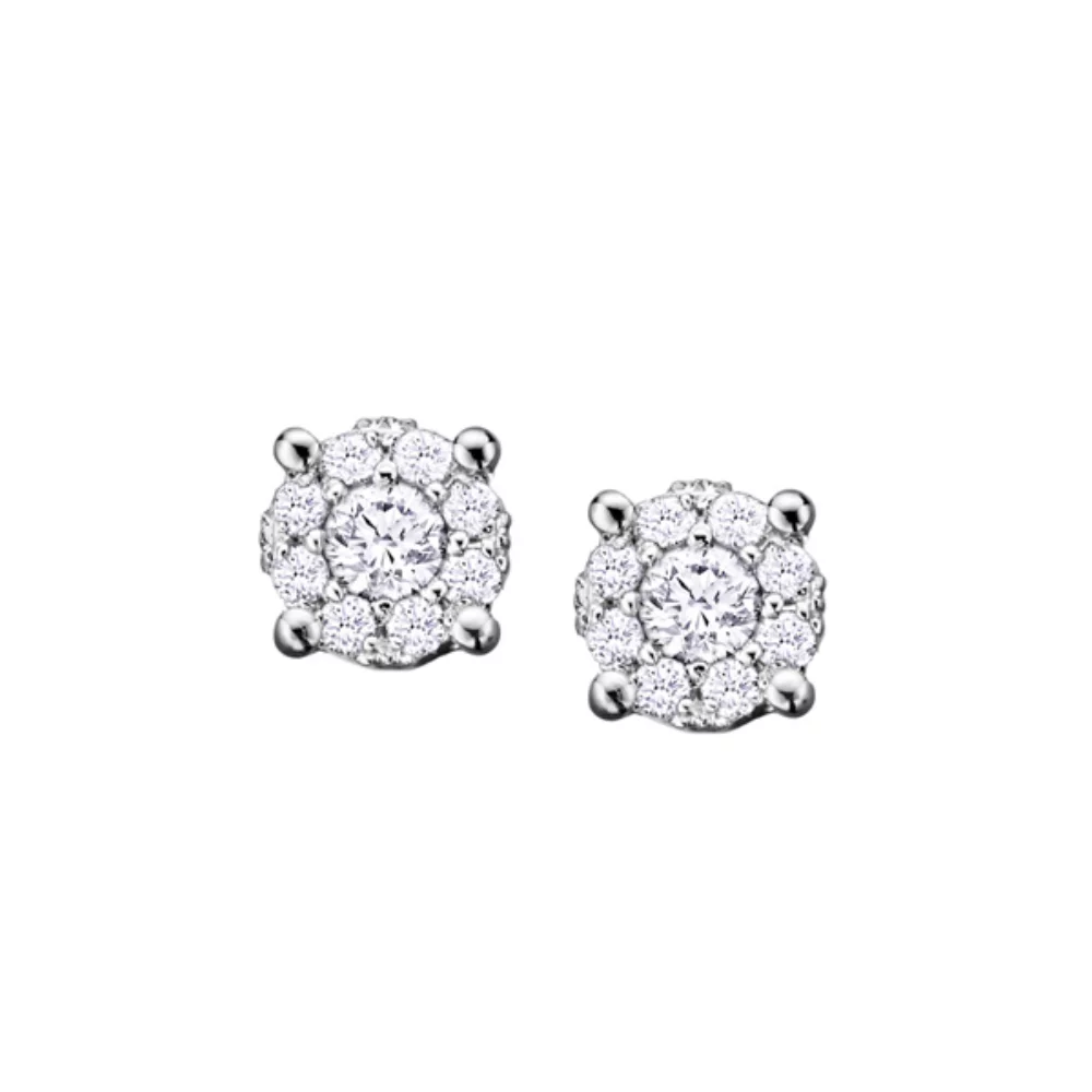Diamond Framed Stud Earrings in 10K White Gold (0.08 CT. T.W.)