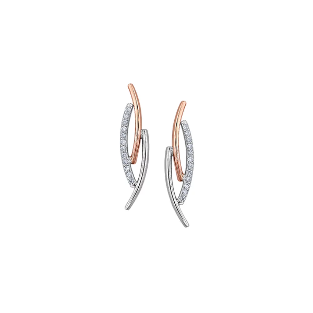 Diamond Earrings in 10K Rose and White Gold (0.075 CT. TW)
