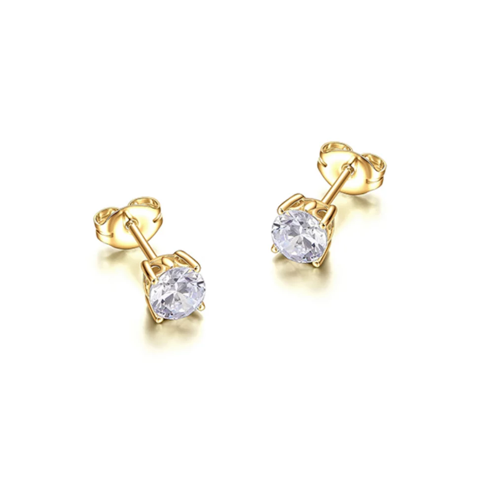 Diamondlite Cubic Zirconia 5mm Round Stud Earrings - Gold