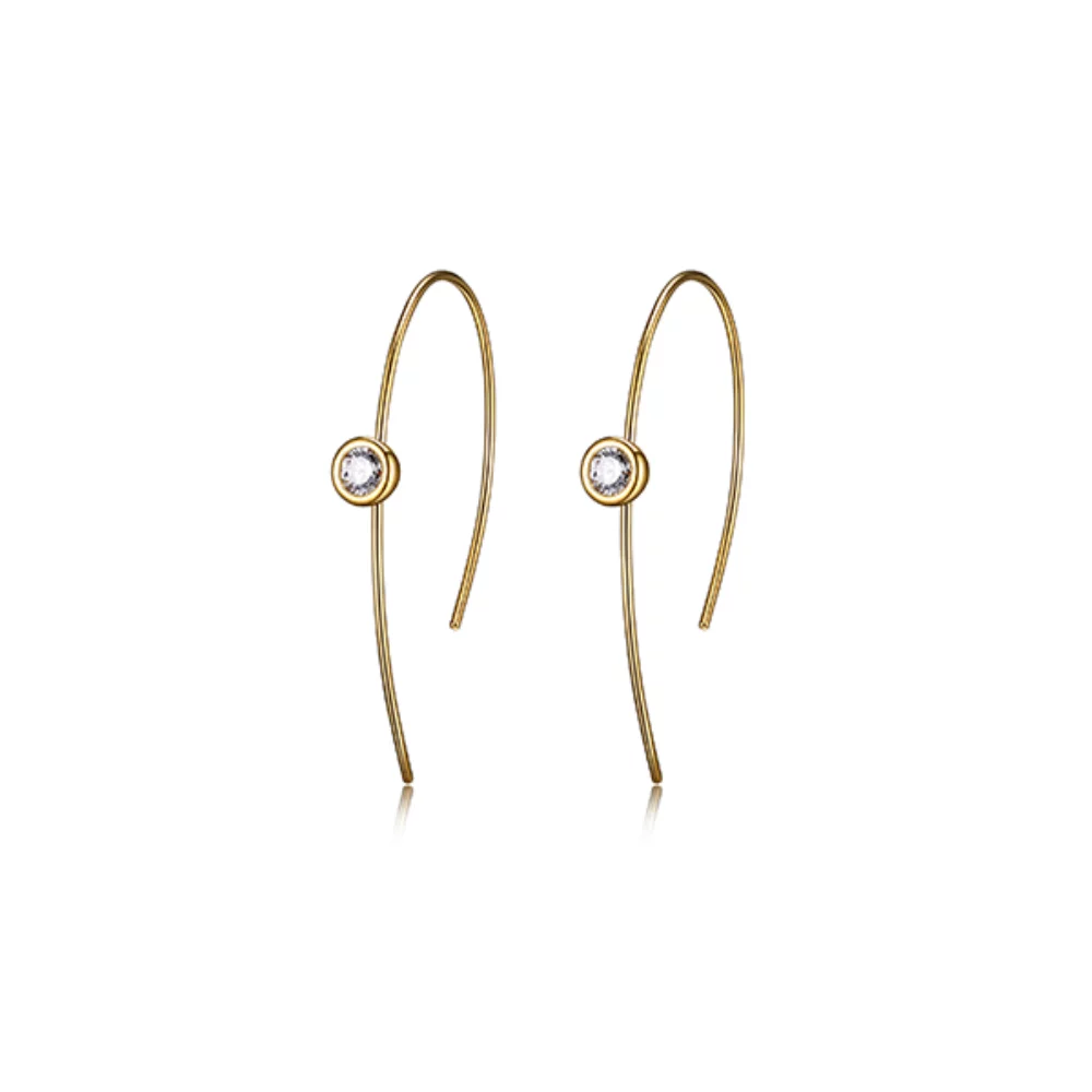 Boucles d'oreilles en forme de U avec zircone cubique Diamondlite de 4,5 mm en serti clos - Or