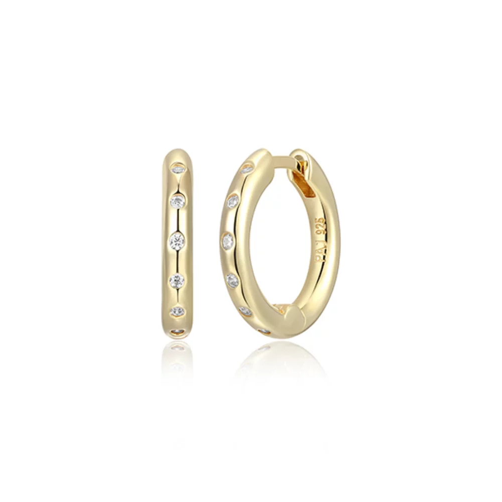 Boucles d'oreilles créoles polies en zircone cubique Diamondlite de 16 mm - Or