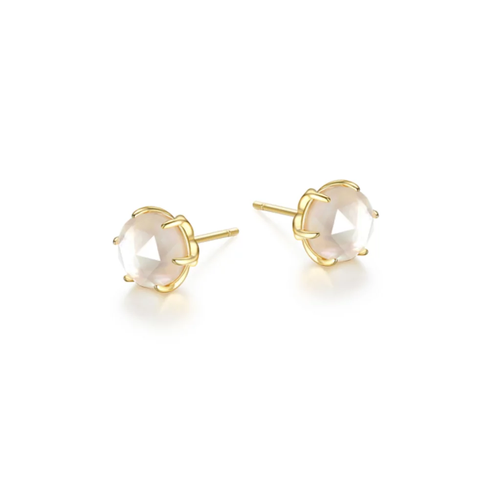 Diamondlite Cubic Zirconia, Crystal and Mother of Pearl Doublet Stud Earrings - Gold