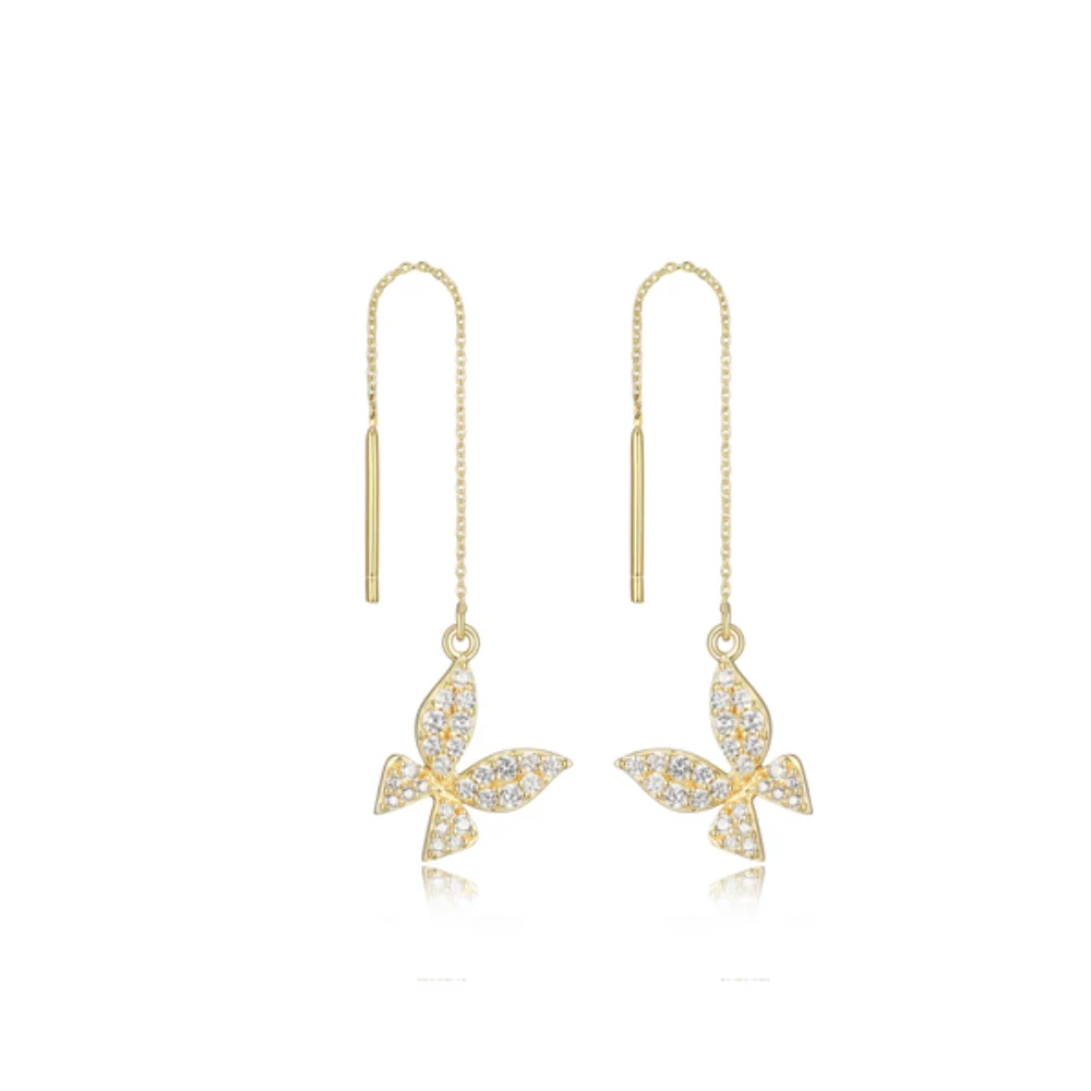 Diamondlite Cubic Zirconia Butterfly Threader Earrings - Gold