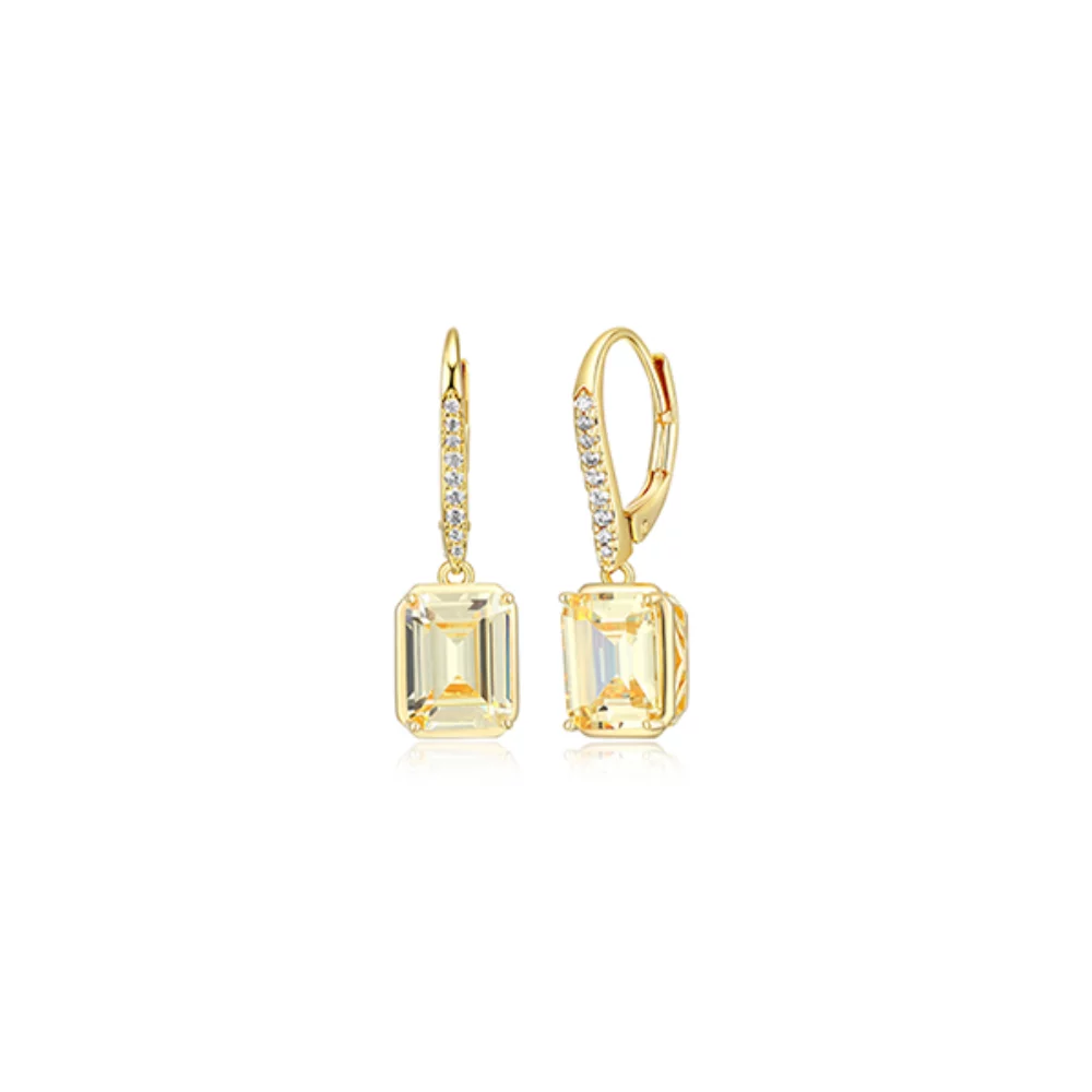 Diamondlite Cubic Zirconia Emerald Leverback Earrings - Gold