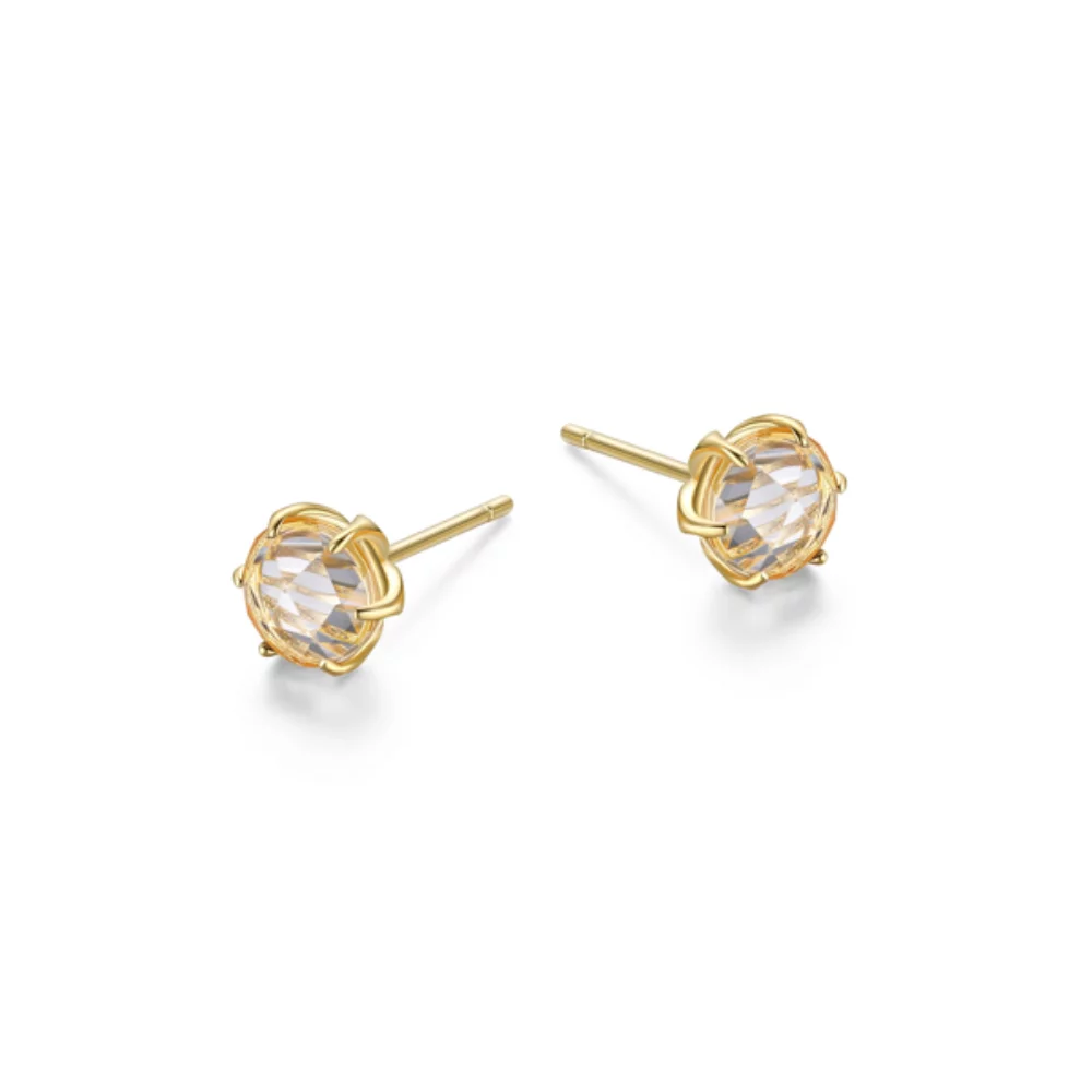 Fleur De Vie Round Genuine Green Amethyst Earrings - Gold