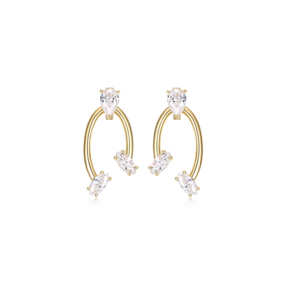 Boucles d'oreilles 2-en-1 Diamondlite Cubic Zirconia Harmony - Or
