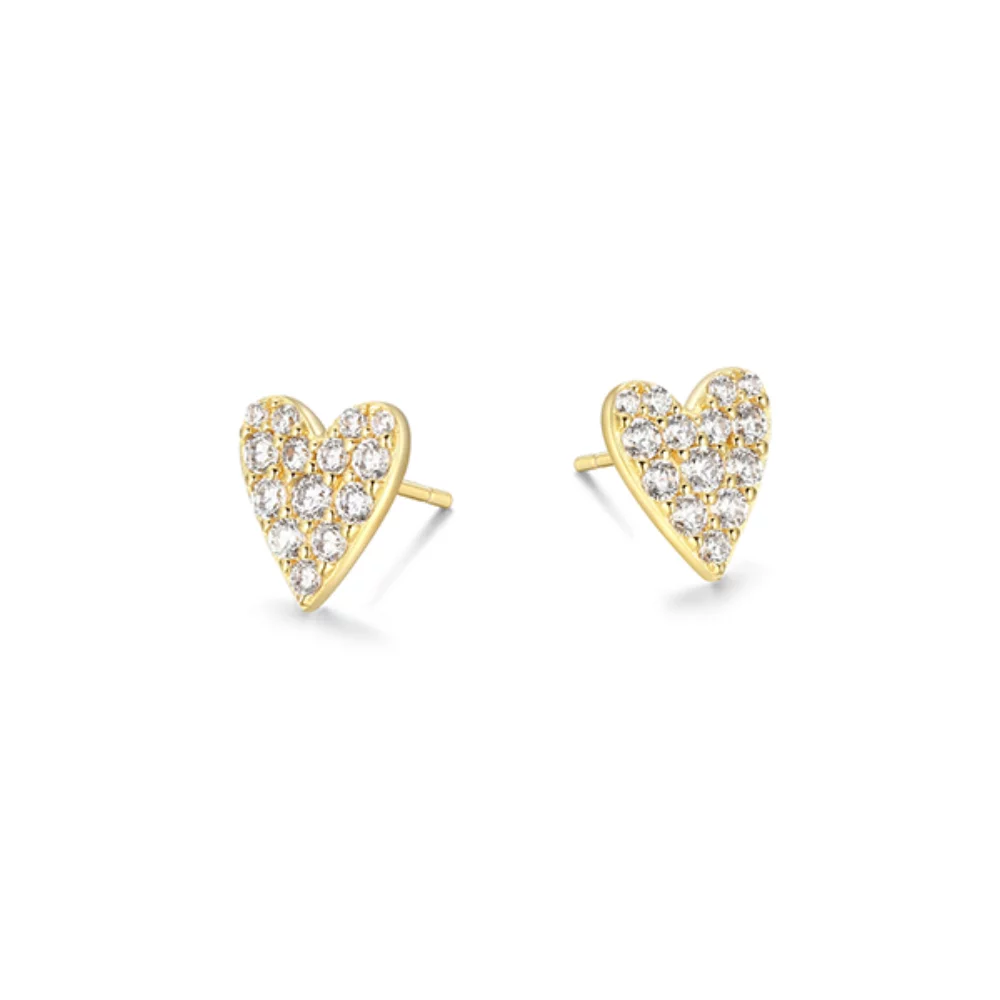 Diamondlite Cubic Zirconia Elongated Heart Stud Earrings - Gold