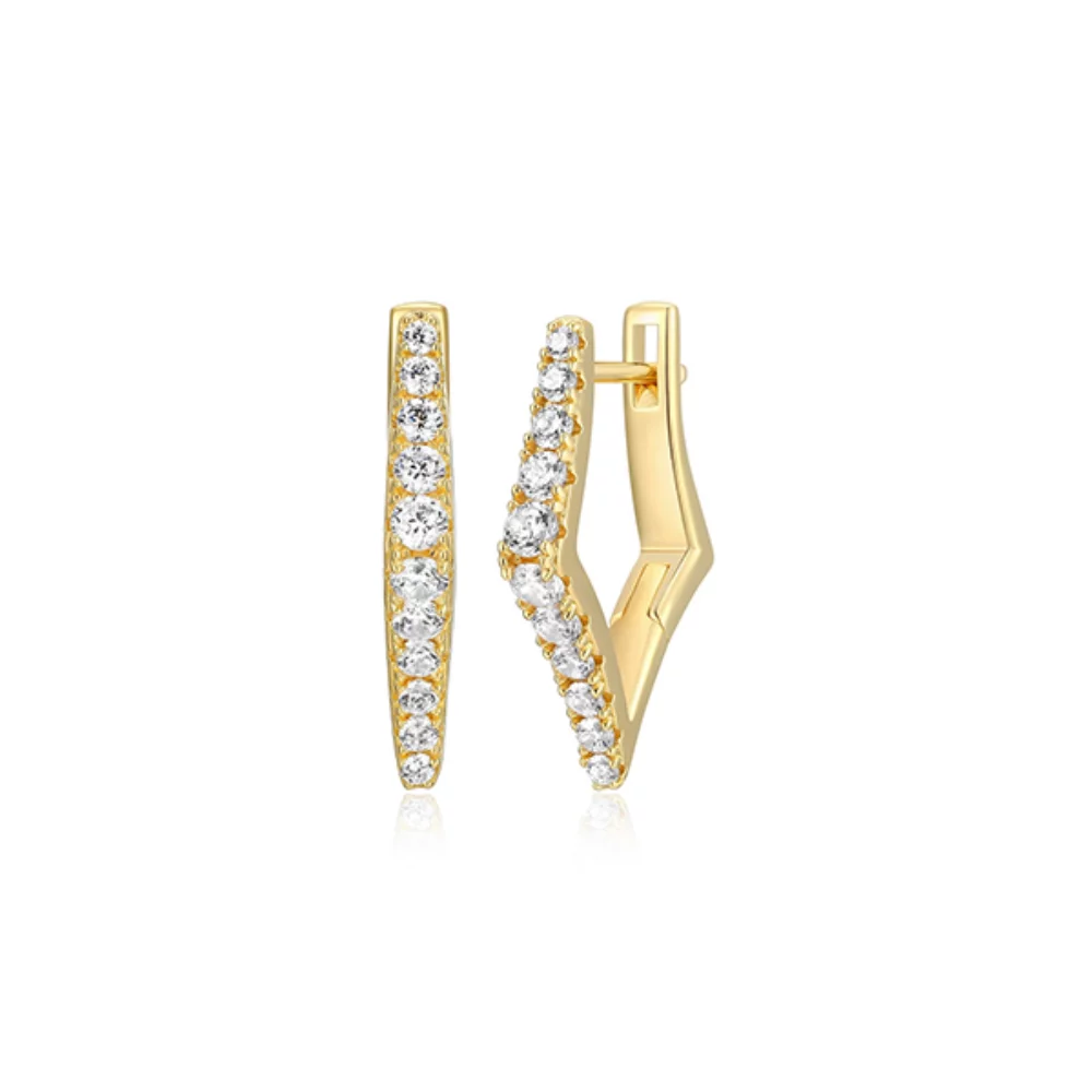 Boucles d'oreilles créoles pointues en zircone cubique Diamondlite - Or