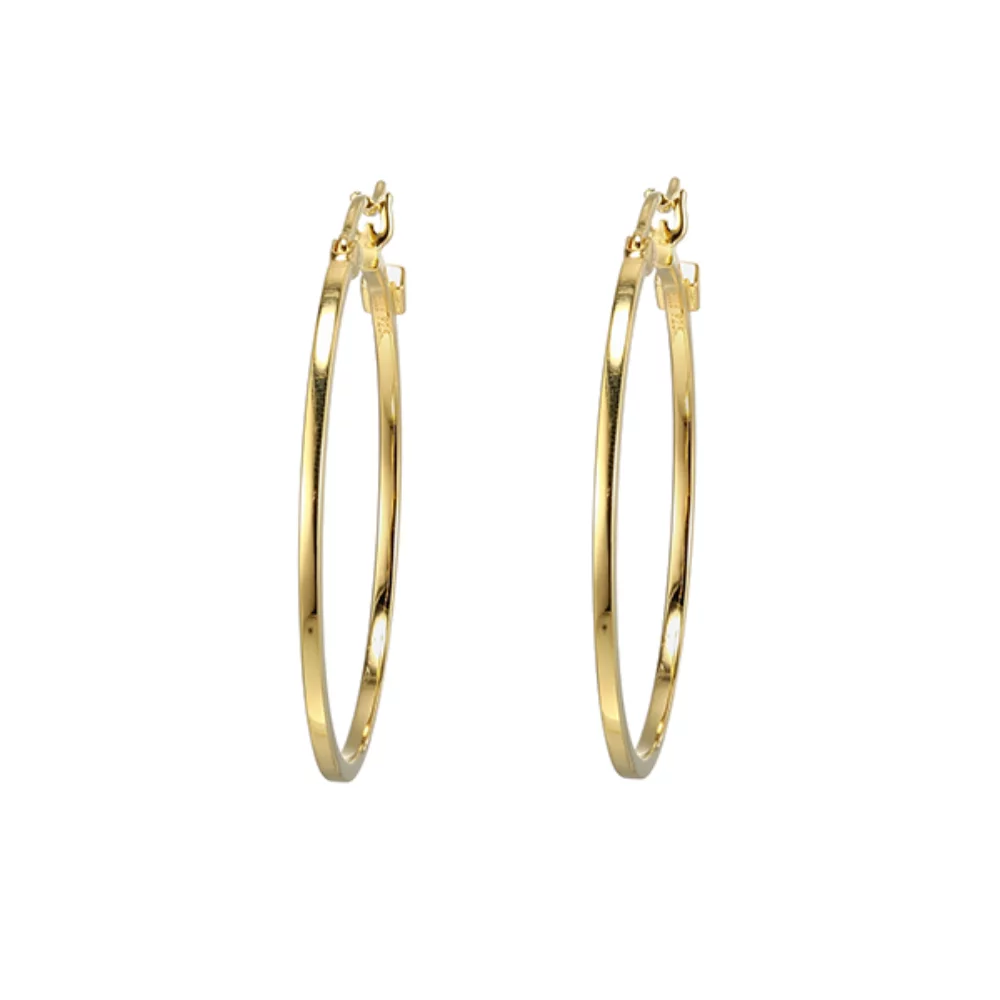 ELLE "Hoops" Sterling Silver 35mm Square Tube Earrings - Gold