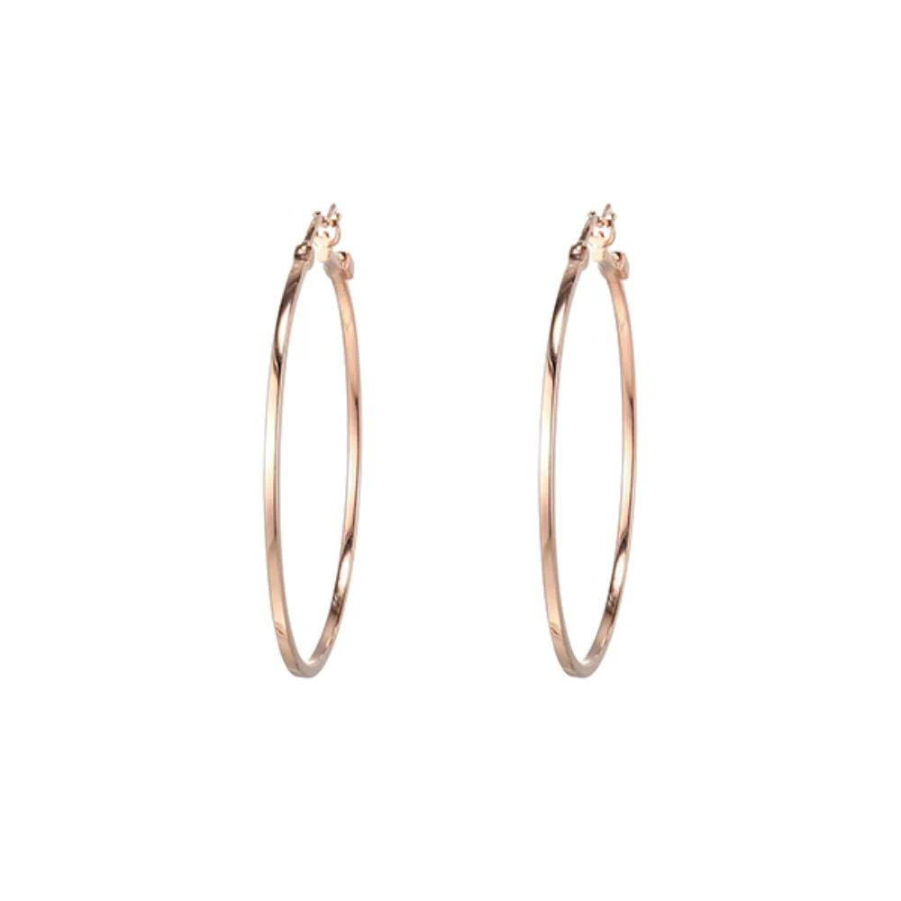 BOUCLES D'OREILLES "Hoops" en argent sterling 45mm - Or rose