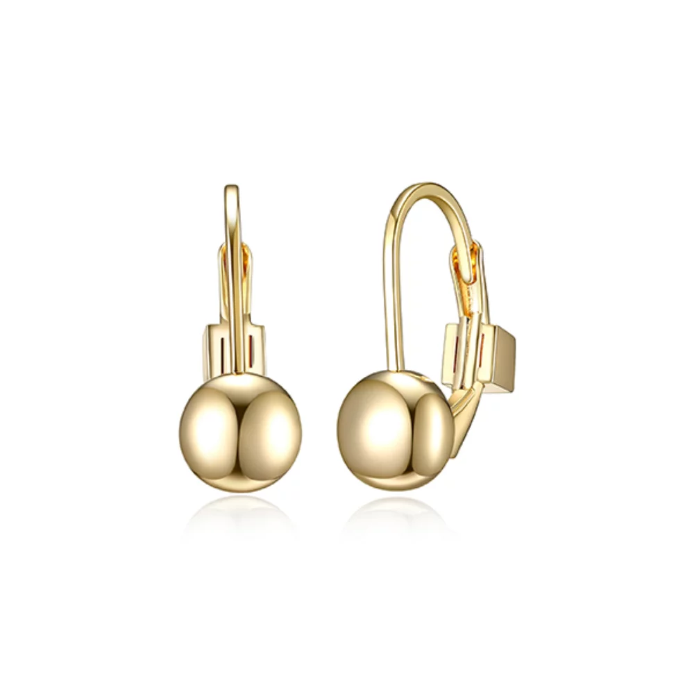 BOUCLES D'OREILLES "Lock & Key" en argent sterling avec fermoir à levier à pois de 6 mm - Or