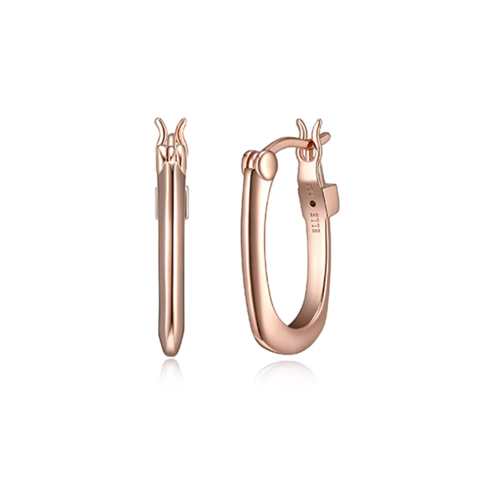 ELLE "Aureole" Sterling Silver Oval Hoop Earrings - Rose Gold