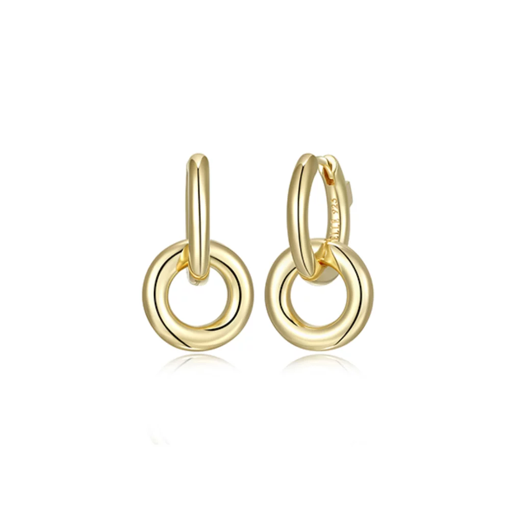 ELLE "Simpatico" 16mm 2 in 1 Hoop with Removable Circle Link Earrings - Gold