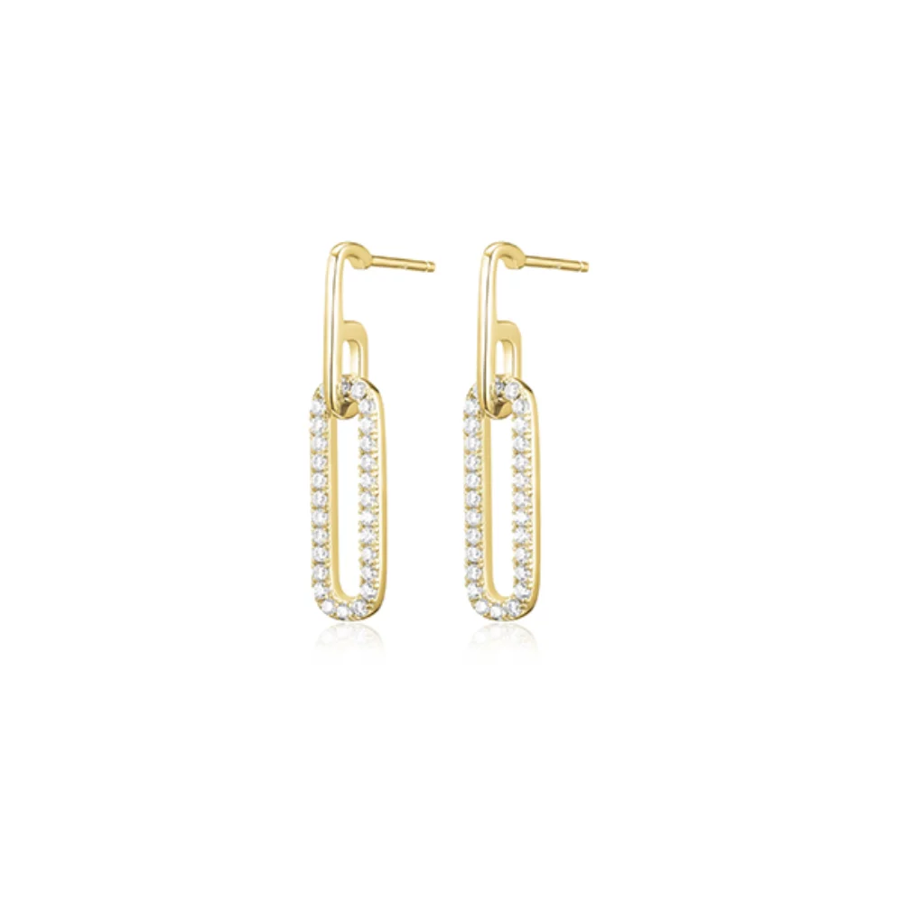 Boucles d'oreilles en forme de trombone en zircone cubique Diamondlite - Or