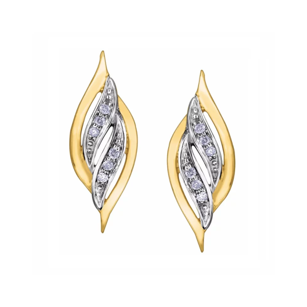 Diamond Swirl Earrings in 10K Yellow Gold (0.038 CT TW)