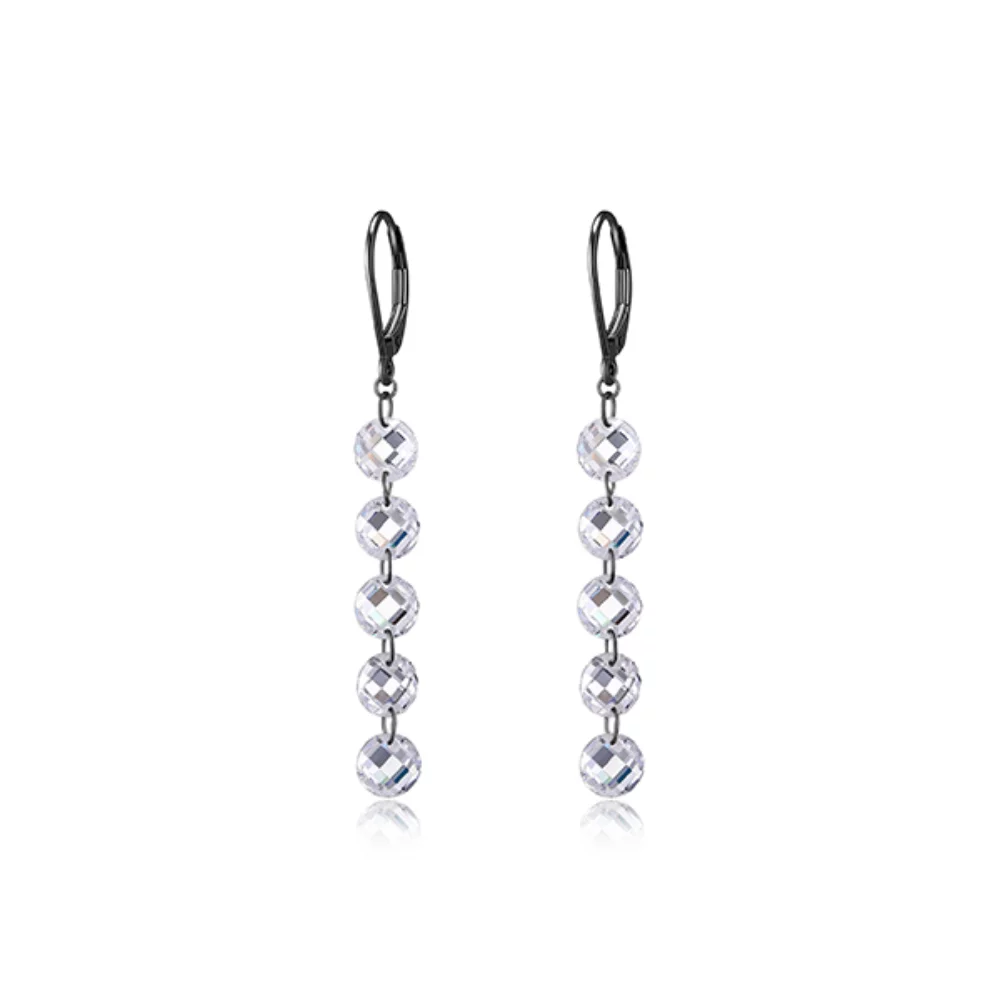Floating Diamondlite Cubic Zirconia Drop Earrings - Black