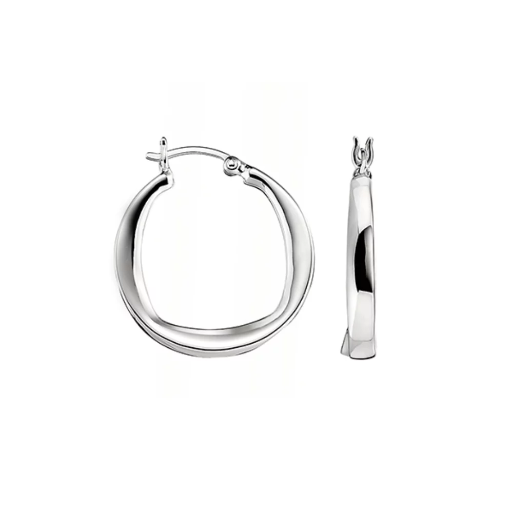ELLE "Hoops" Sterling Silver New Form Hoop Earrings - Silver