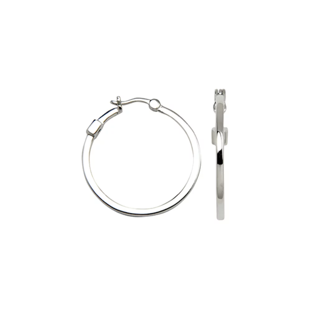 ELLE "Hoops" Sterling Silver Medium Square Tube Hoop Earrings - Silver